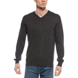 Forte Mens  Cashmere V-Neck Cashmere Sweater, Grey